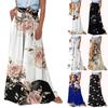 Women High Waisted Wide Leg Pants Summer Casual Flowy Palazzo Pants Floral Print Beach Trousers With Pocket