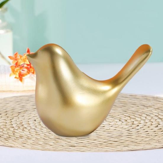 Golden Bird Figurine Nordic Style Adorable Smooth Animal Bird Statue Miniature Sculpture Desktop Decoration Party Supplies