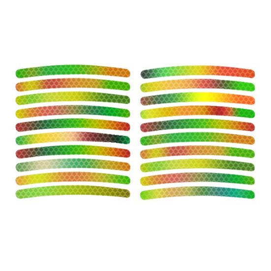 20 шт., светоотражающая наклейка на ступицу колеса автомобиля, самоклеящаяся, универсальная, цвета радуги, предупреждение о безопасности ночного вождения, наклейка, полоса, лента, автомобильные аксессуары