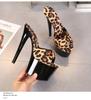 Женские туфли на высоком каблуке с рыбьим носком, пикантные черные туфли на очень высоком каблуке, шлепанцы с леопардовым принтом, сандалии серии 181, каблук 17 см, платформа 7 см, LFD