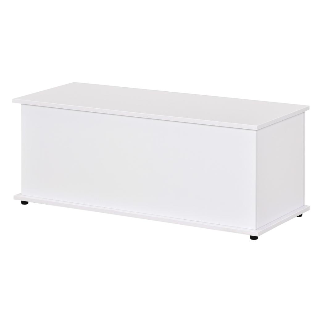 113L Storage Chest, Storage Box with Flip-Top Lid and 2 Safety Hinges, Storage Trunk for Living Room, Entryway, 100 x 40 x 40 cm, White
