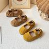Детская обувь для ходьбы Нескользящая Однотонная Обувь-лодочки для девочек Круглый носок Застежка-липучка 2025 Новая Детская Кожаная Обувь Мокасины Внутренняя мягкая подошва