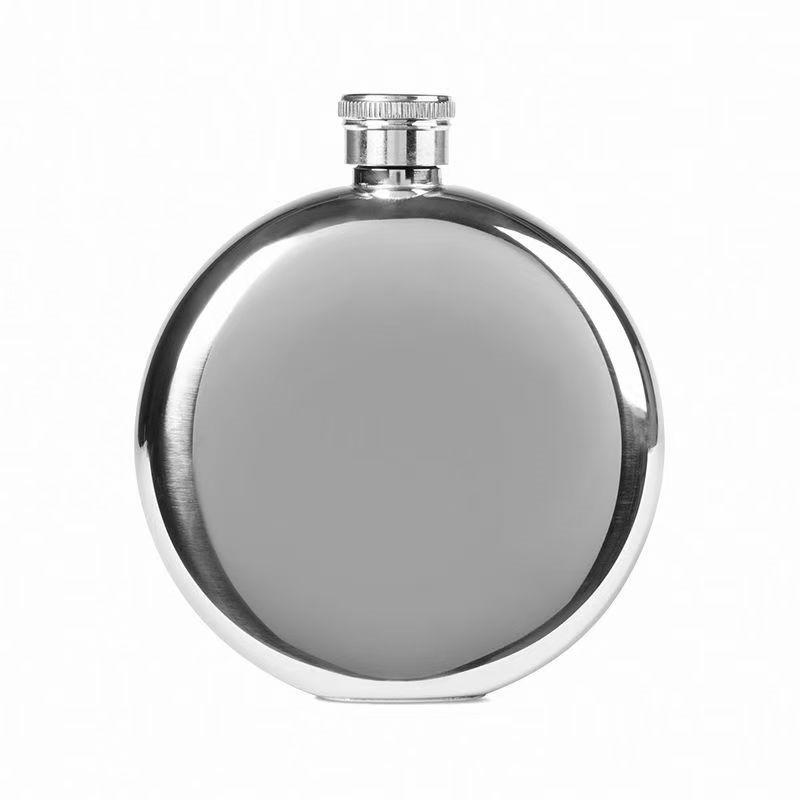 Премиальная черная круглая фляжка из нержавеющей стали 304, 5 унций, портативная фляжка для крепкого алкоголя 8 унций, элегантные барные аксессуары
