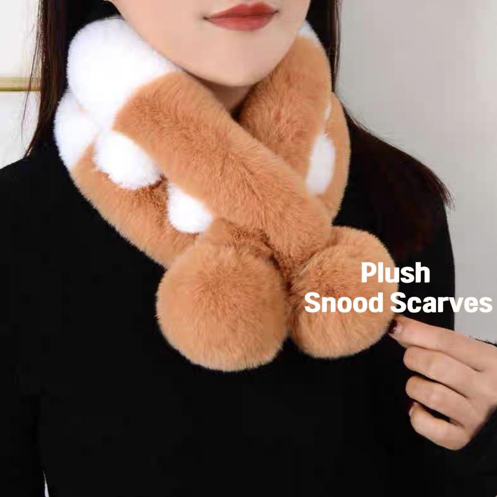 Soft Plush Snood Scarves Women Warm Furry Scarves Thickened Faux Rabbit Fur Scarves Plush Cross Collar Scarf Elegant Warm Collar