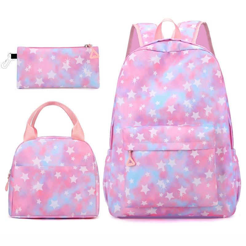 Stitch Student 3-Piece Backpack Set Large Capacity Double Shoulder Bag Cute Cartoon Unisex Durable Waterproof