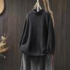 Женский повседневный универсальный хлопковый свитер с полувысоким воротником - Свободный крой, подчеркивающий фигуру, из износостойкой вязки для осени/зимы
