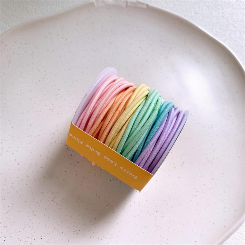 Hair Ring Thread Head Rope High Pony Tail Hair Rope Rubber Tendon Children's Rubber Tendon Girls' Hair Rope Elastic Hair Ring Colored Hair Rope