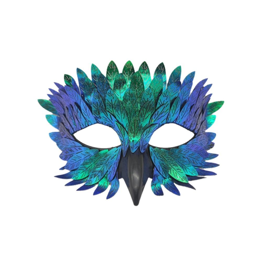 Pearlescent Bird Beak Eagle Mask Gradient Halloween Party Mask Universal Crow Feather Mask Gifts