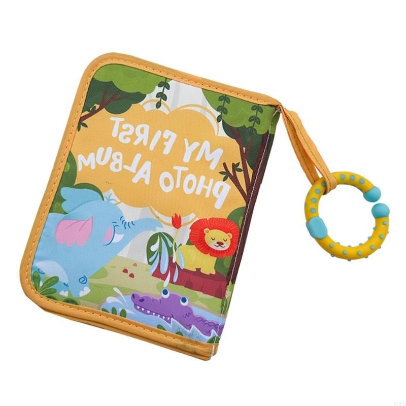 62KD Photo Book Baby Memory Book Soft Fabric Photo Album With Safety Mirror And Teething Circle For Newborns