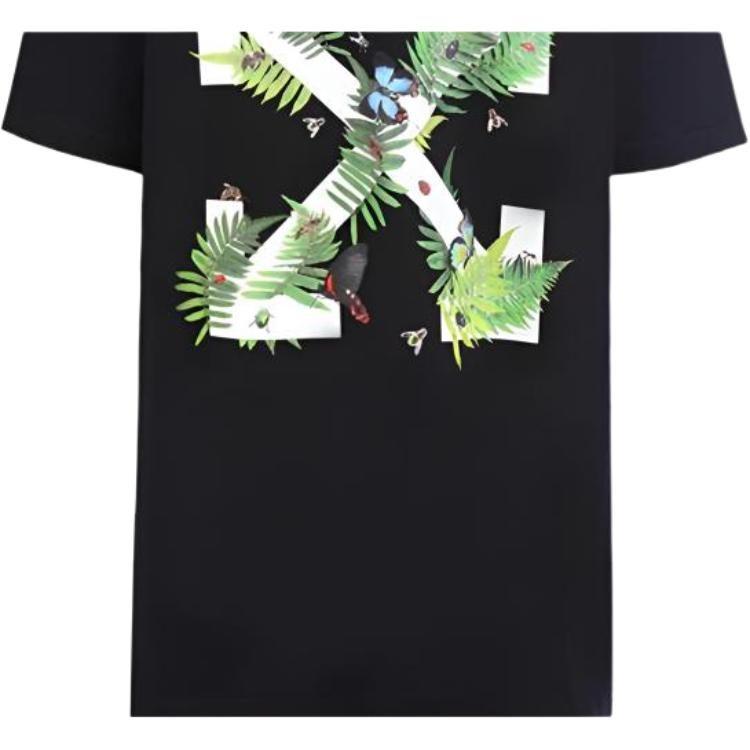 OFF WHITE Мужские футболки Черная с круглым вырезом Средняя OWAA029R187700081040