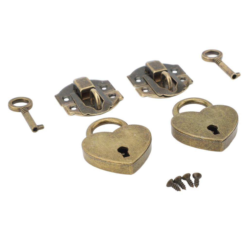 2 комплекта деревянная коробка защелка-засов набор навесной замок античная защелка-засов из цинкового сплава и в форме сердца