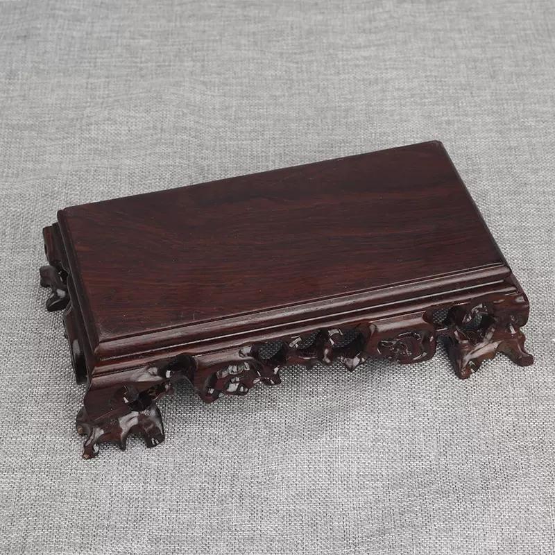 Rectangular Base Vase for Bonsai, Wooden Tray, Display Show Pedestal, Ornaments Ebony Purple Sand, Teapot