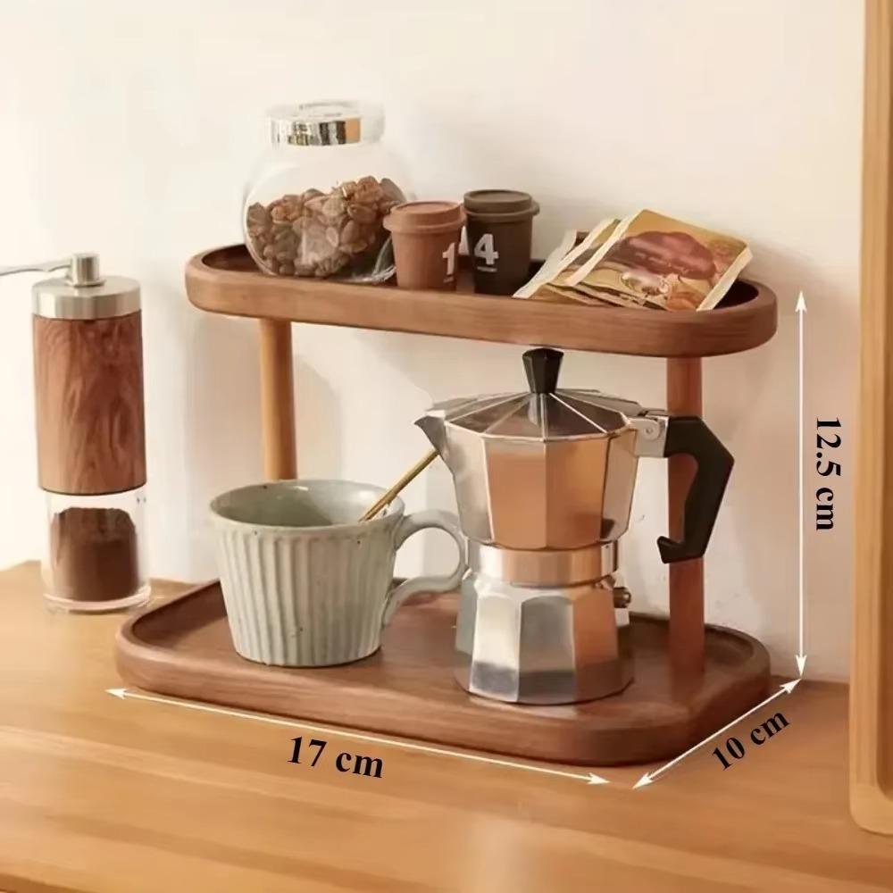 Деревянная полка для хранения Винтажная полка для хранения из массива дерева Двухъярусная полка для хранения Полка для демонстрации Настольный органайзер Полка Парфюмерия Помада Ювелирные изделия