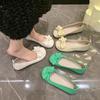 Gentle Fairy Wind Soft-soled Single Shoes Female Summer New Bow Flat-soled Beanie Shoes Comfortable Shallow Grandma Shoes