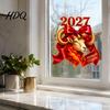 Декоры для окон с четким рисунком 2027 год Козы Статичные наклейки с прилипанием и красным бантом Китайские гибкие фигурные наклейки Новая наклейка на стекло