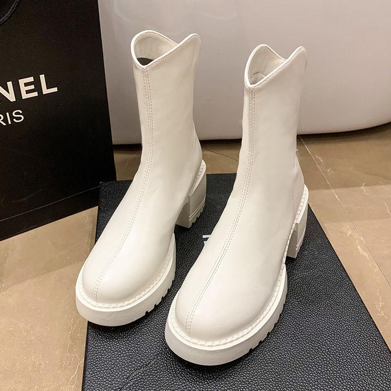 Женские ботинки Мартин в британском стиле, тонкие ботинки, женские осенне-зимние новые ботинки на толстой подошве средней высоты, на толстом каблуке, тонкие короткие ботинки женские