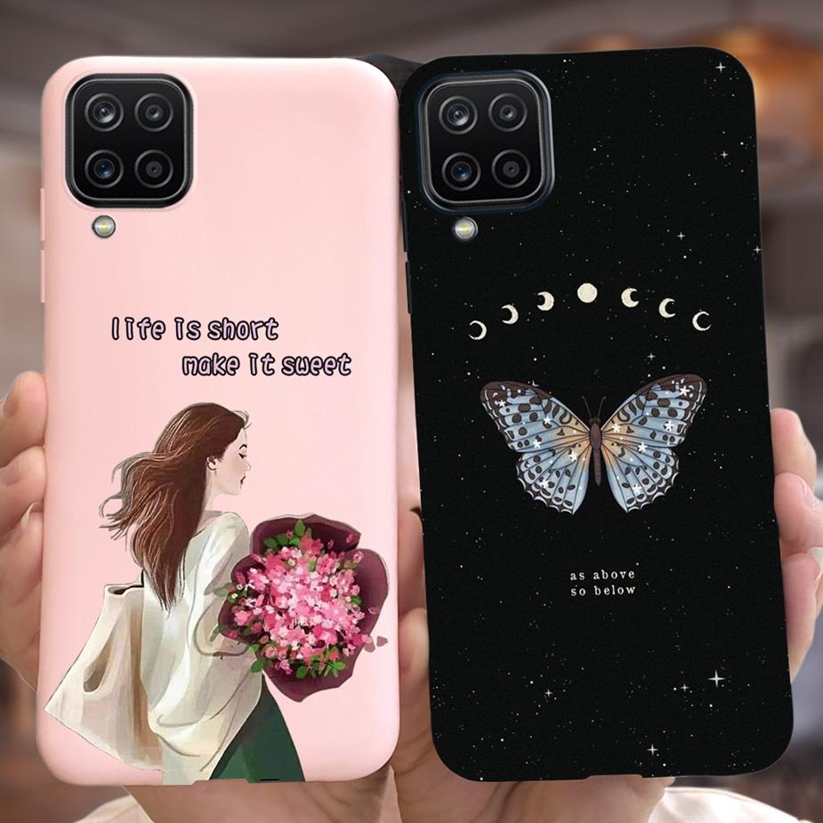 For Samsung Galaxy A12 Case M12 F12 Cue Candy Painted Cover Soft Silicone Phone Case For Samsung A12 M 12 GalaxyA12 Coque Bumper