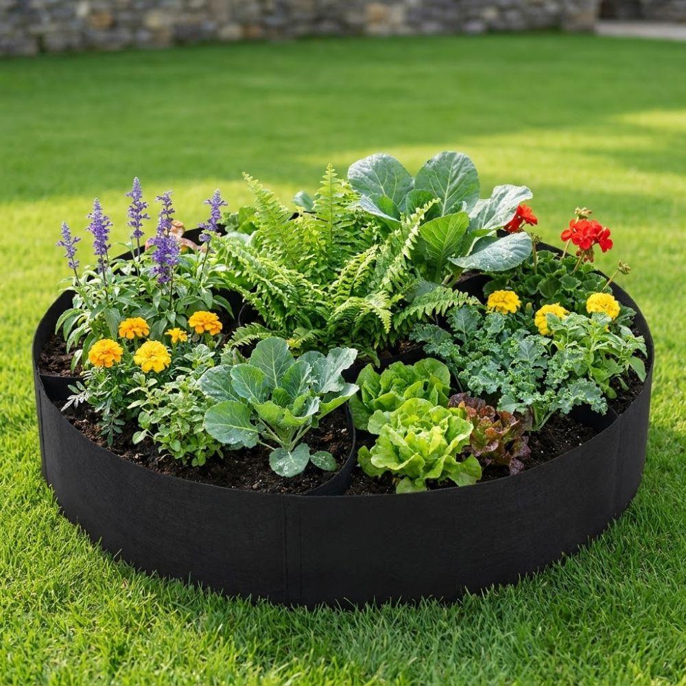 Freestanding Garden Grow Bags Circular Divided Planter Plant Nursery for Balcony Patio Yard Deck