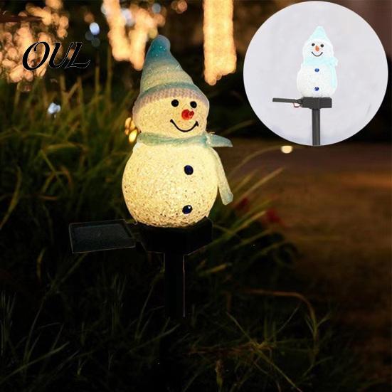 Weather Resistant Outdoor Patio Lights 2Pcs Solar Snowman Garden Lights, Christmas Pathway Waterproof Cute Landscape Lamps LED with Stakes for