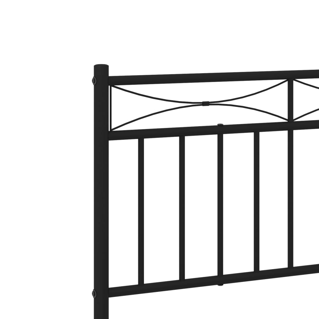Metal Bed Frame with Headboard and Footboard Black 90x200 cm