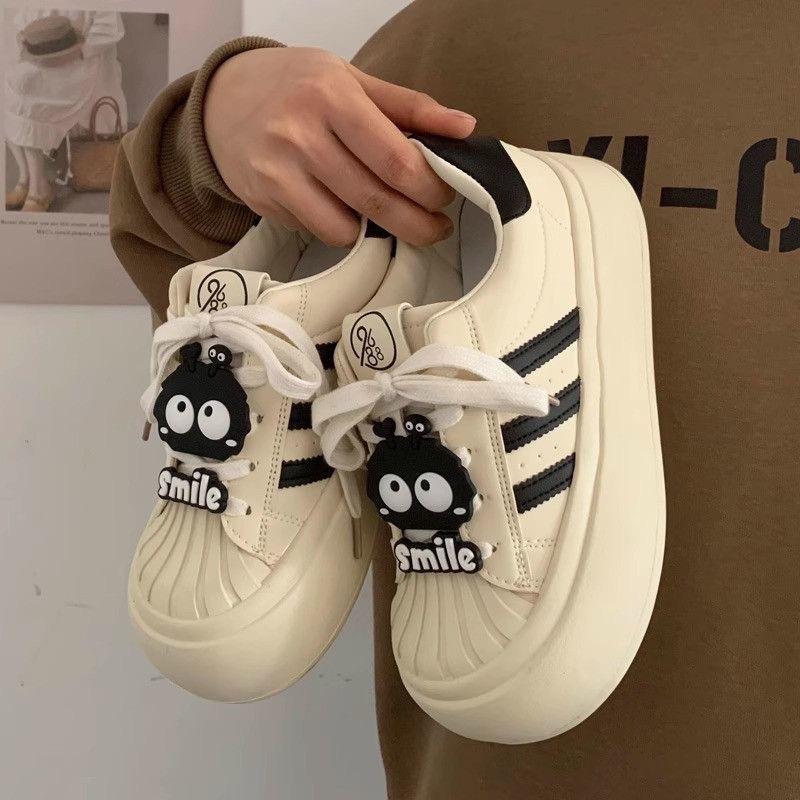 Туфли-ракушки Maillard, маленькие белые туфли, черные кеды, весна 2025, новая коллекция, с круглым носком, на платформе, повседневные, туфли-куклы с большой головой