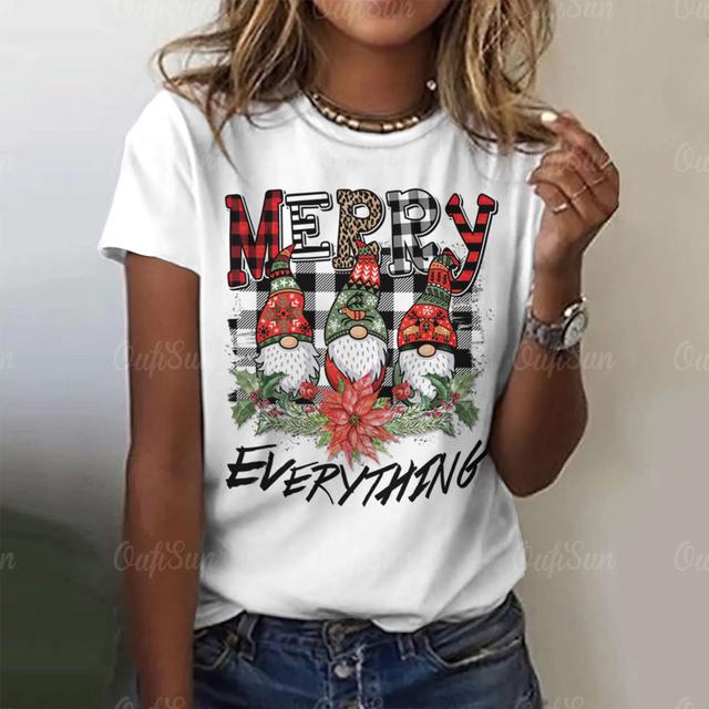 Праздничная женская футболка, рождественская футболка для женской футболки, летние модные футболки для девочек, топ, повседневная элегантная красивая одежда с 3d принтом