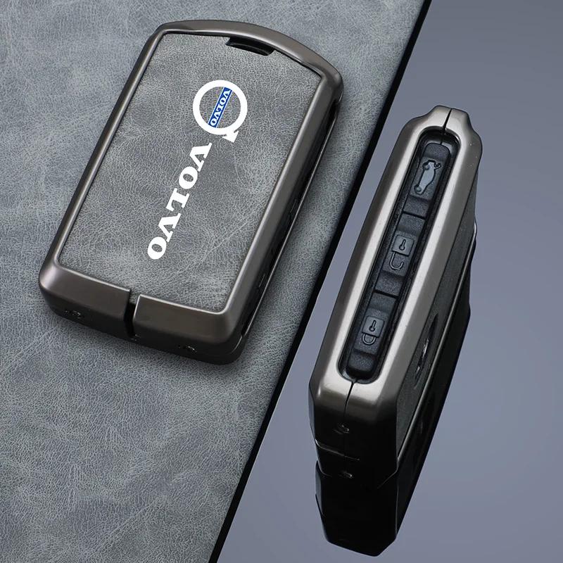 Zinc Alloy Leather Car Remote Key Case Cover for Volvo S60 S90 XC40 XC60 XC90 V60 V90 T6 T8 Auto Key Shell Protection Accessary