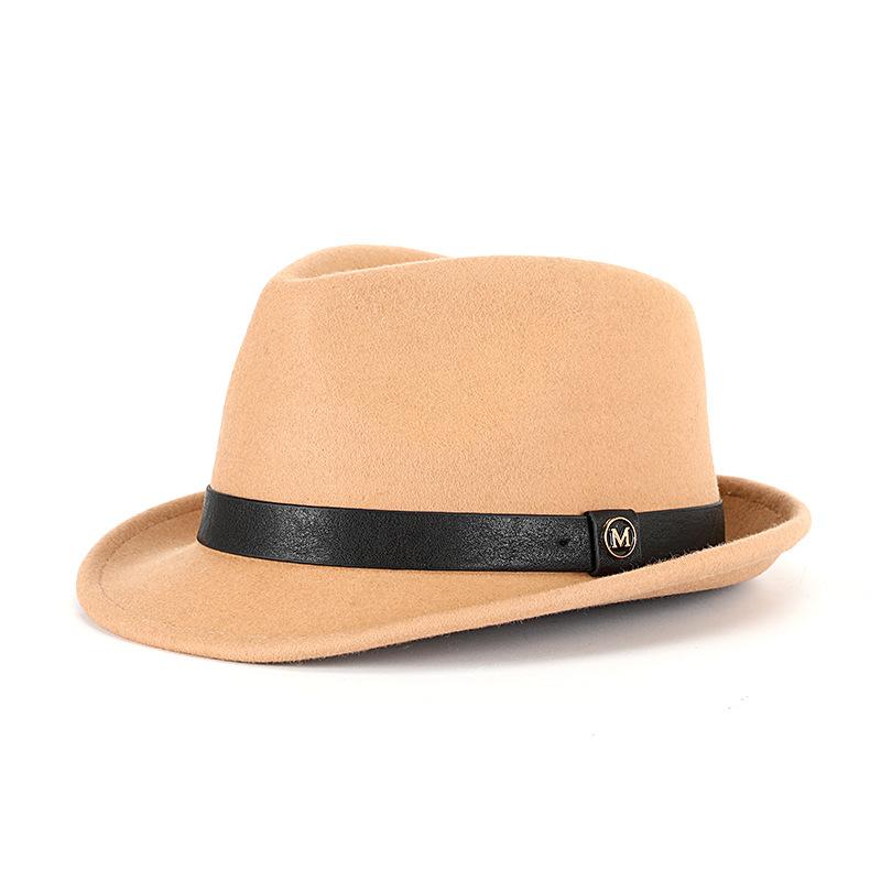 Hat autumn and winter pure wool top hat woolen retro French British jazz hat rolled edge felt hat