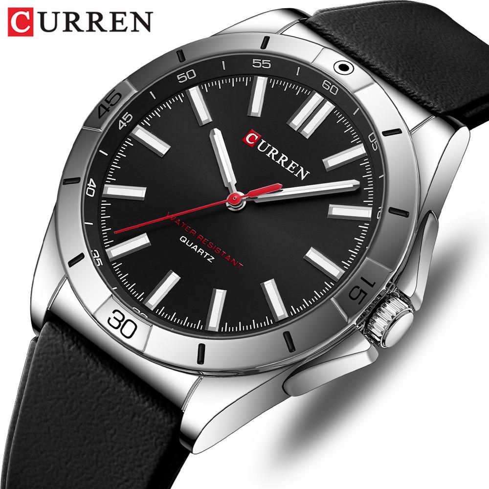 Мужские кварцевые часы Curren 8449 с резиновым ремешком, большим светящимся циферблатом, водонепроницаемые, для студентов