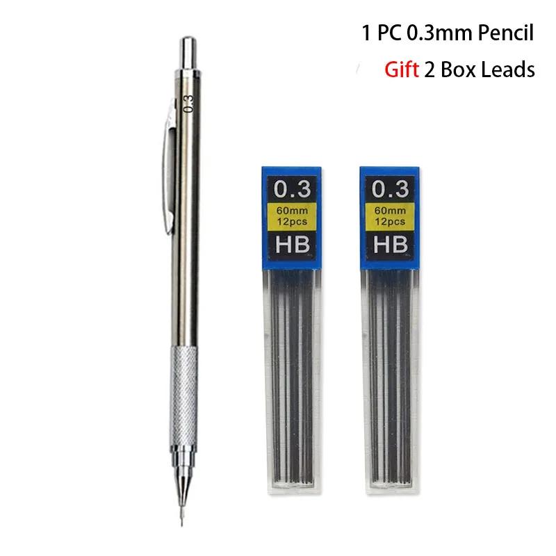 0.3 0.5 0.7 0.9 1.3 2.0 3.0mm Mechanical Pencil Full Metal Art Drawing Painting Automatic Pen Office School Supply Stationery