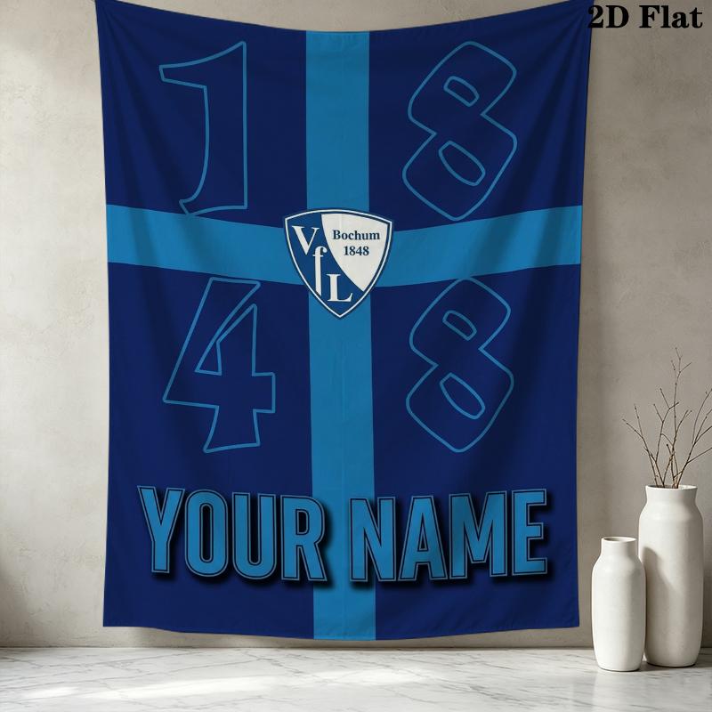 Custom Name Bochum Pattern Wall Tapestry Aesthetic Wall Hanging Printed Fabric Blanket Decorative Tapestries for Bedroom Living Room Home Decor