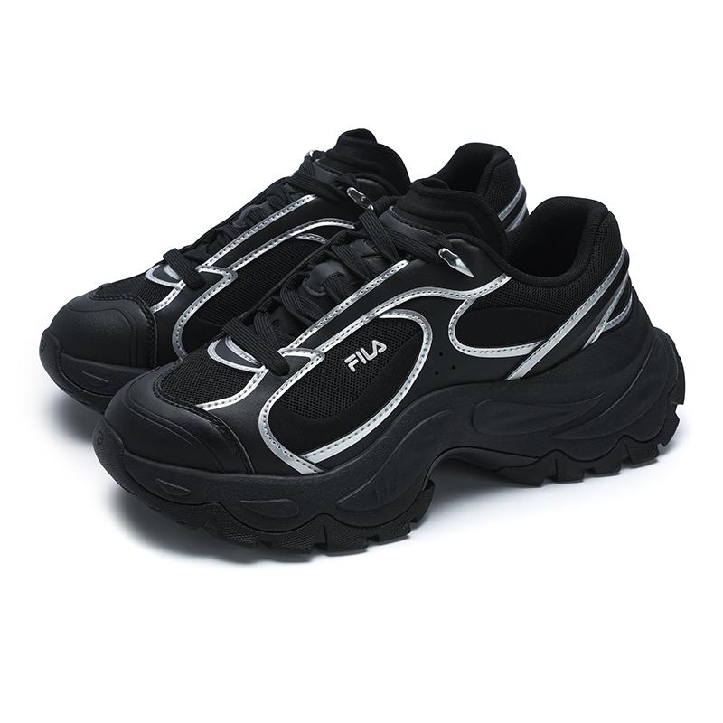 New FILA SOFIA 4 Abrasion Resistant Low Top Chunky Sneakers Women's Black White F12W521114FBK