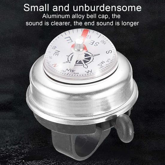 Aluminum Alloy Compass Bike Bell Handlebar Mounted Clear Crisp Loud Sound Universal MTB