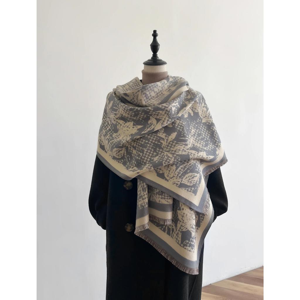 Women Houndstooth Pashmina Scarves Fringe Wrap Winter Warm Fashion Brands Designer Cashmere Two-Sided Scarf Blanket Soft Shawls