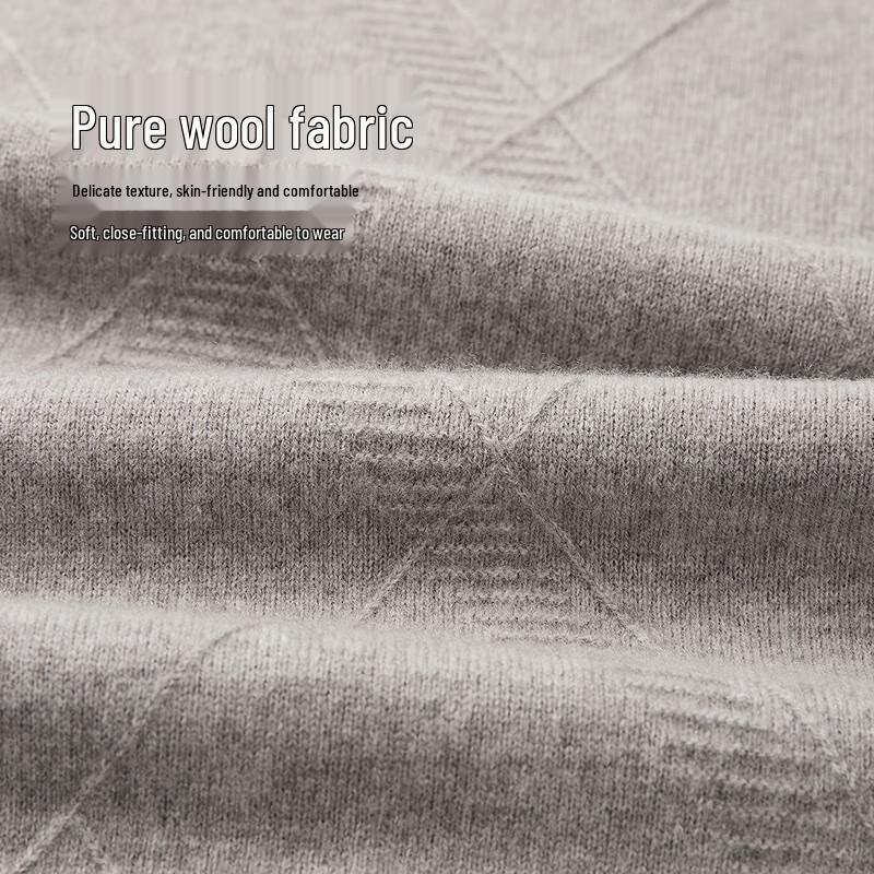 HLA Men's 100% Wool Jacquard Crew Neck Sweater