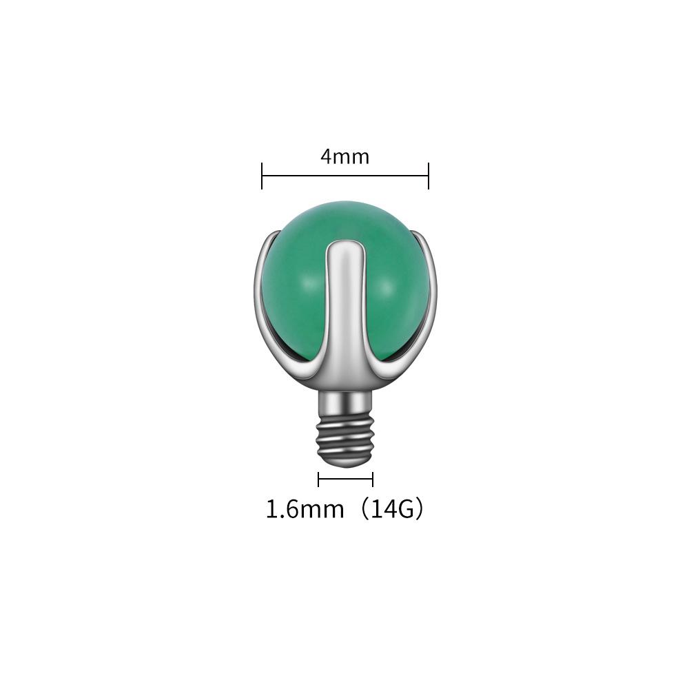 Right Grand ASTM F136 Titanium Internally Threaded Natural Stone Top for 14G 16G Labret Lip Stud Nipple Piercing Body Jewelry