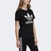 adidas Оригинальная футболка Trefoil Color Block с принтом логотипа Спортивная Американский Винтаж Круглый вырез Короткий рукав Футболка Женские Топы Черный FM3311