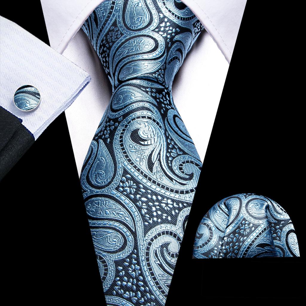 Мужские галстуки с цветочным принтом Barry.Wang, тканые свадебные галстуки с узором пейсли, носовой платок, запонки, формальный повседневный набор