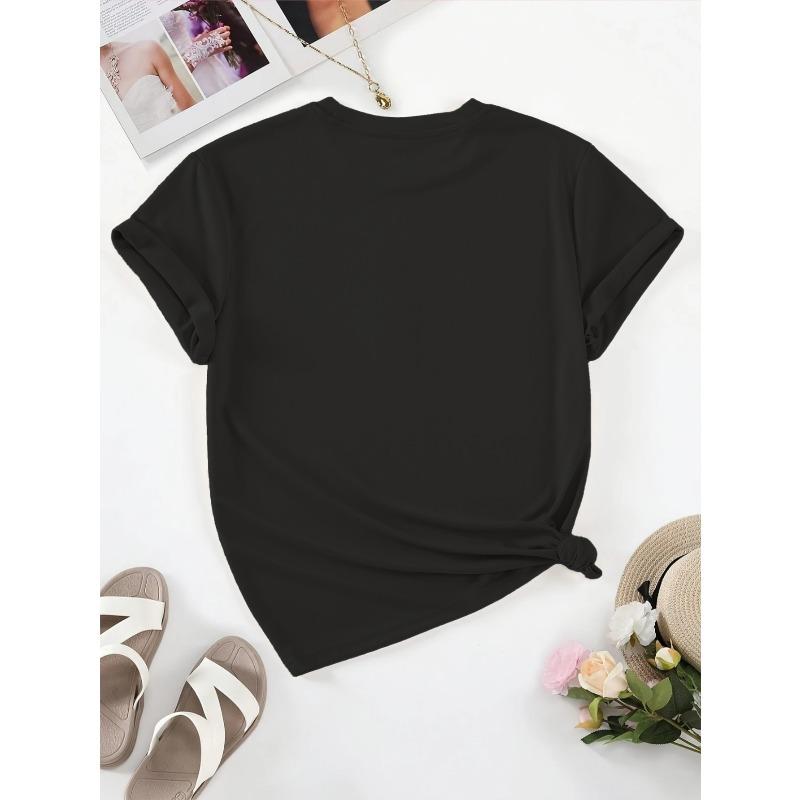 Women'S Casual Short-Sleeve Round-Neck T-Shirt Featuring A Cute Dolphin and Flower Print - A Perfect Choice for Spring and Summer