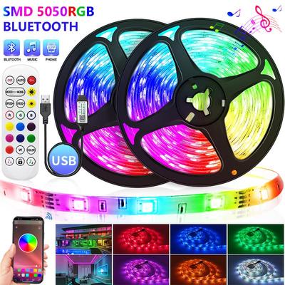 Bluetooth USB светодиодная лента RGB SMD 5 В светодиодные фонари Гибкая лента для ламп 1-30 м RGB ТВ настольный экран подсветка диодная лента