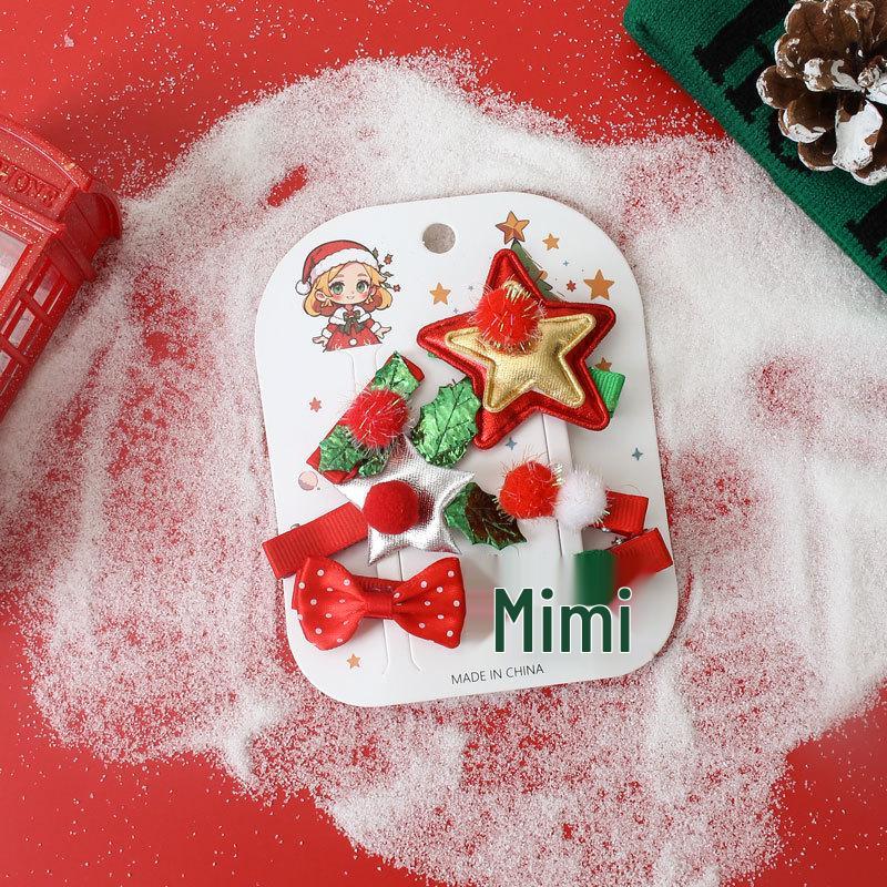 Рождественские заколки для волос для девочек 2024 - Праздничный бант и боковые аксессуары для детей