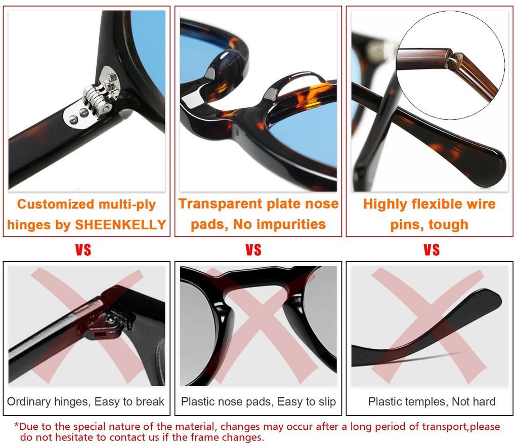 Acetate Retro Oval Sunglasses Handmade Pirate Captain Johnny Depp Style Polarized Lens for Men Women [SHEEN KELLY]