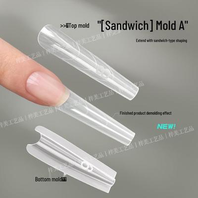 Тонкая овальная форма для ногтей-сэндвич с собачьей лесенкой и шкалой - Гель для быстрой коррекции, не требует строительного геля или типсов.