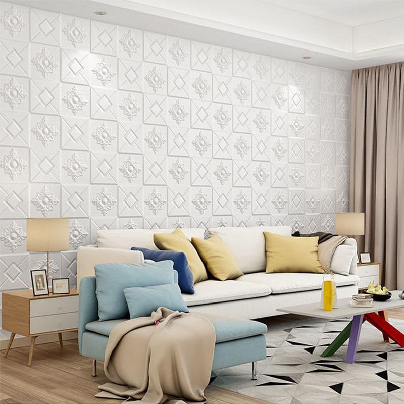 3D стерео наклейки на стену, самоклеящиеся потолочные декоративные панели большого размера, пенопластовые обои для гостиной, домашний декор