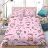 Милый набор пододеяльников Hello K-Kitty Домашний стиль Постельное белье Мягкий Стирка Хлопок Кровать Комплект из 3 предметов Студенческое общежитие Подарок