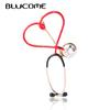 Copper Love Heart Stethoscope Brooches For Women Men Doctor Nurse Medical Brooch Collar Clip Badge Pins Christmas Gift