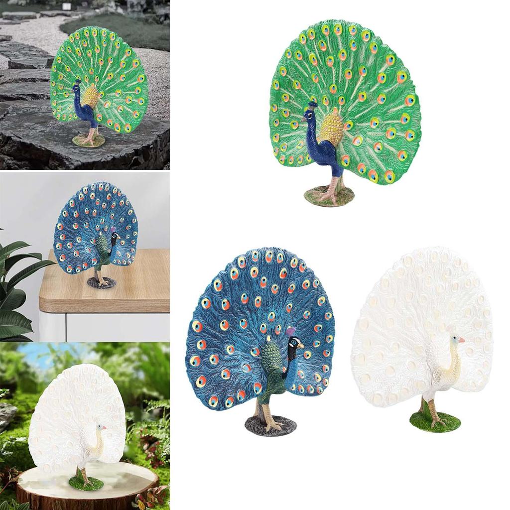 Фигурка дикого животного Обучающая игрушка Дошкольная Декоративная Реалистичная модель павлина Расписанная вручную для украшения офиса, дома, для детей