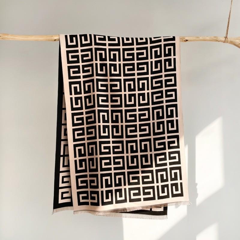 Classic Fashion Letter Thousand Birds Grid Imitation Cashmere Scarf Women's Winter Thickened Double Sided Air Conditioning Shawl Scarf Women's