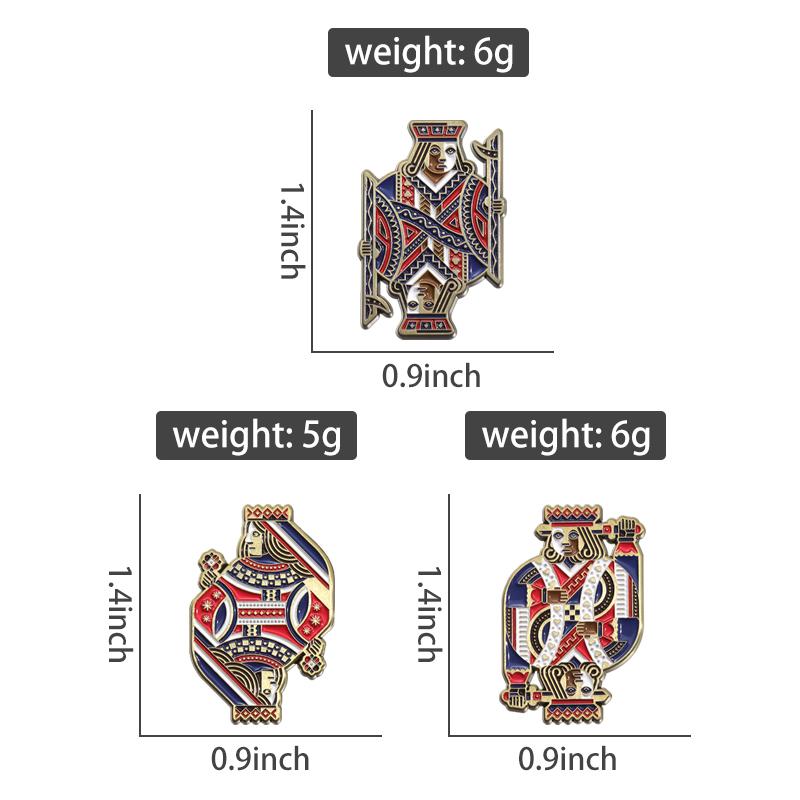 Эмалевые значки с символами игральных карт, креативные броши в виде покерных короля и королевы, значки на лацкан для рюкзака, панк-украшения, подарок для детей и друзей