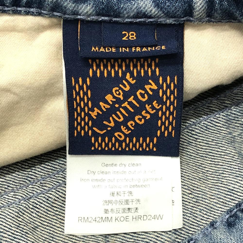 Louis Vuitton 1AFQFD Джинсовые шорты с принтом-монограммой Брюки 24SS Джинсовые брюки